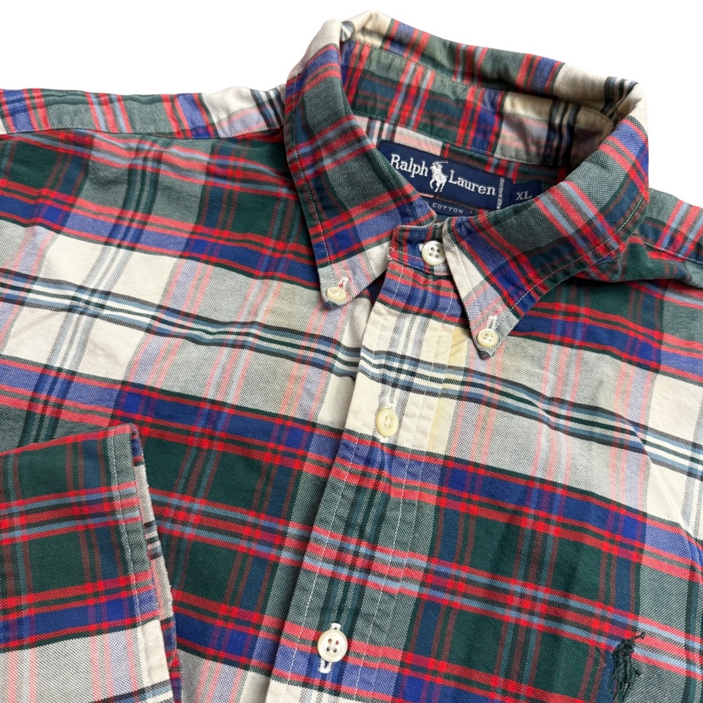 Ralph Lauren Mens‎ XL Plaid Button Down Shirt Cotton Long Sleeve